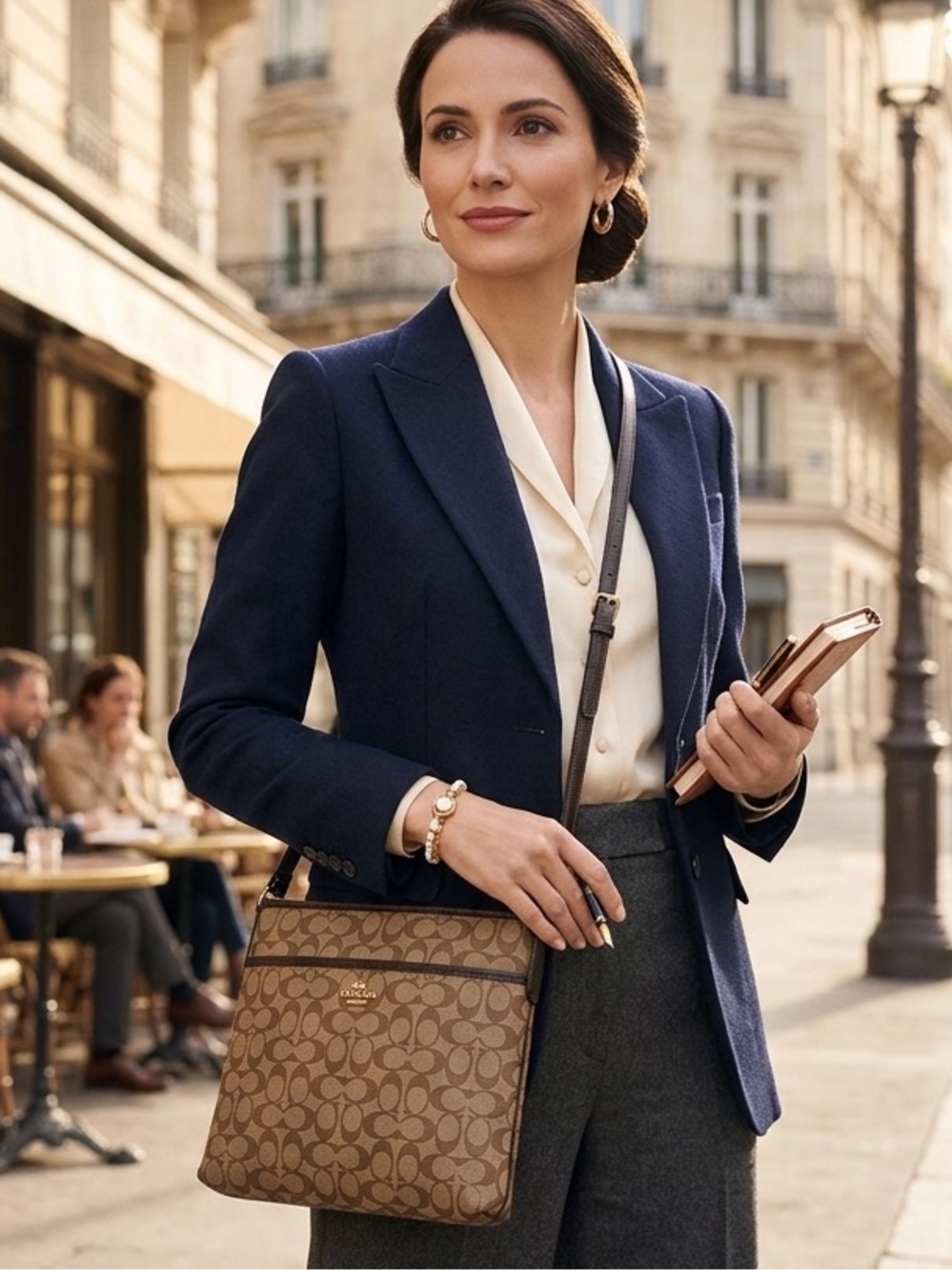 Coach Tan and BrownSignature Messenger bag